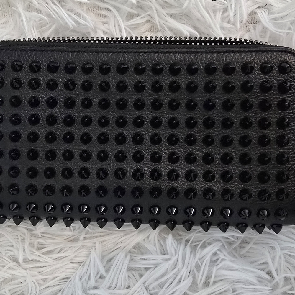 Christian Louboutin Black Wallet With Black Spikes